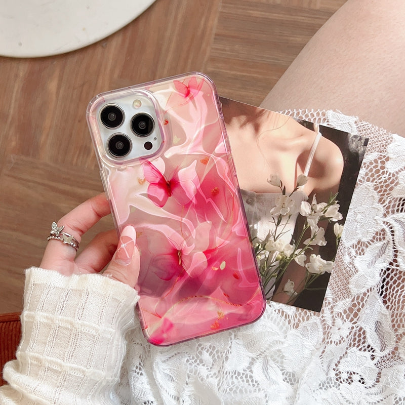 〖i810〗ピンクのスマホに合うケース,iphoneケースピンク,蝶々iPhone 14 15Proスマホケース