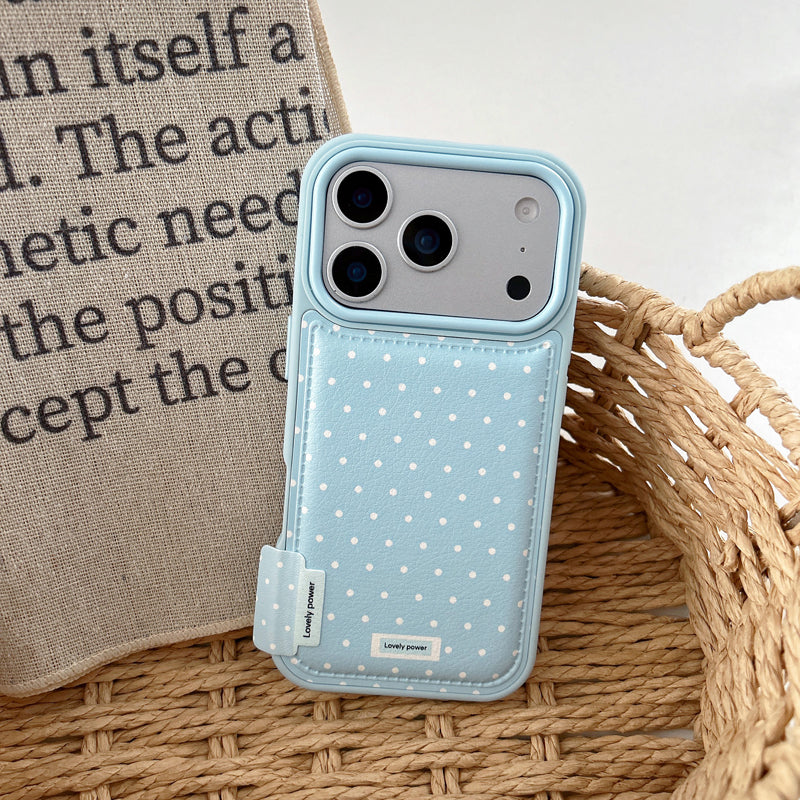 〖i955〗全面ピンクとブルーの水玉のスマホケース