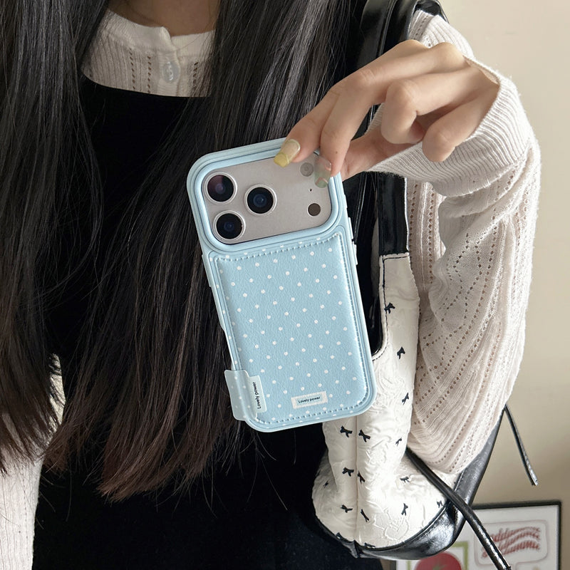 〖i955〗全面ピンクとブルーの水玉のスマホケース