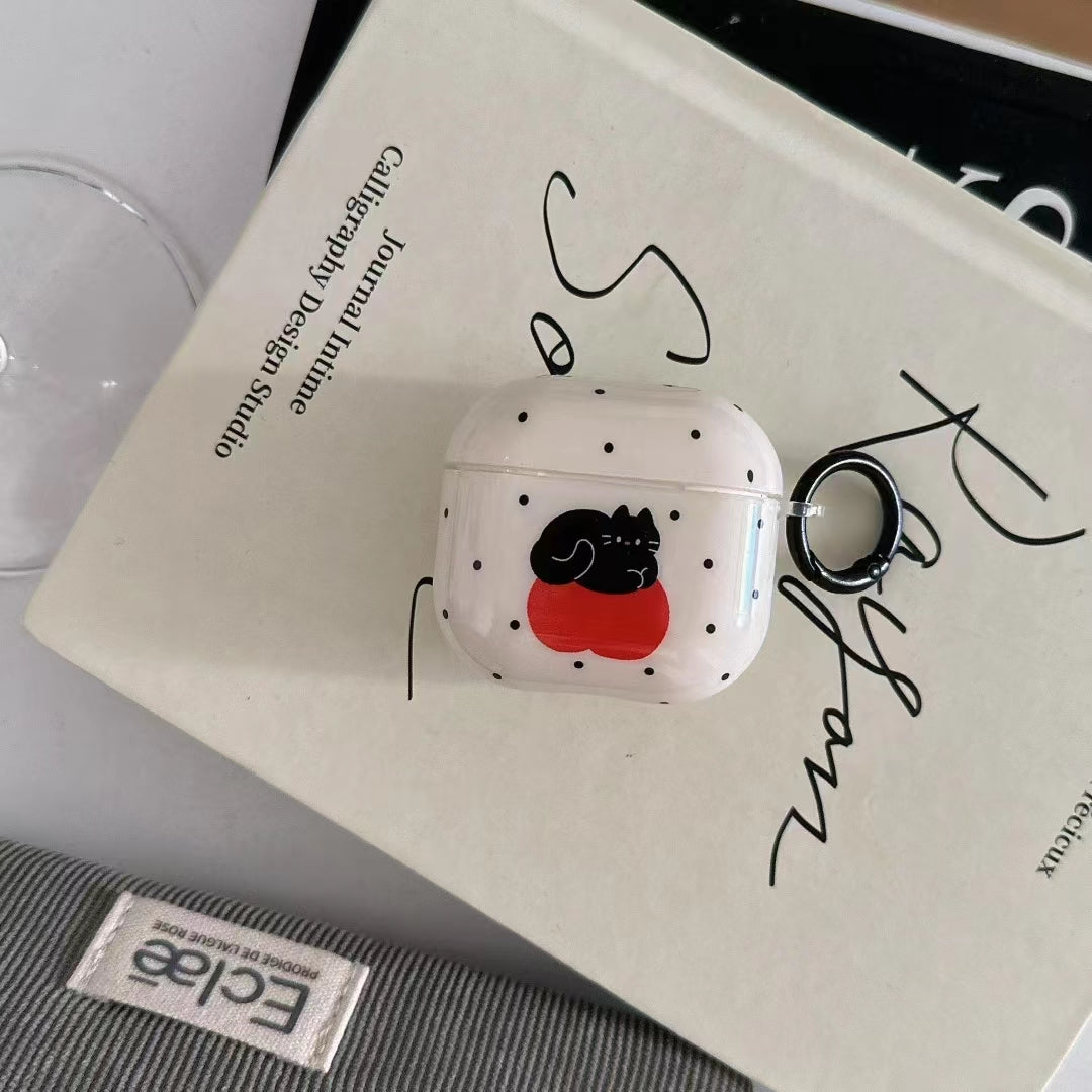〖A067〗Airpods pro ケース 黒猫イヤホン/ Airpods 4 ケース