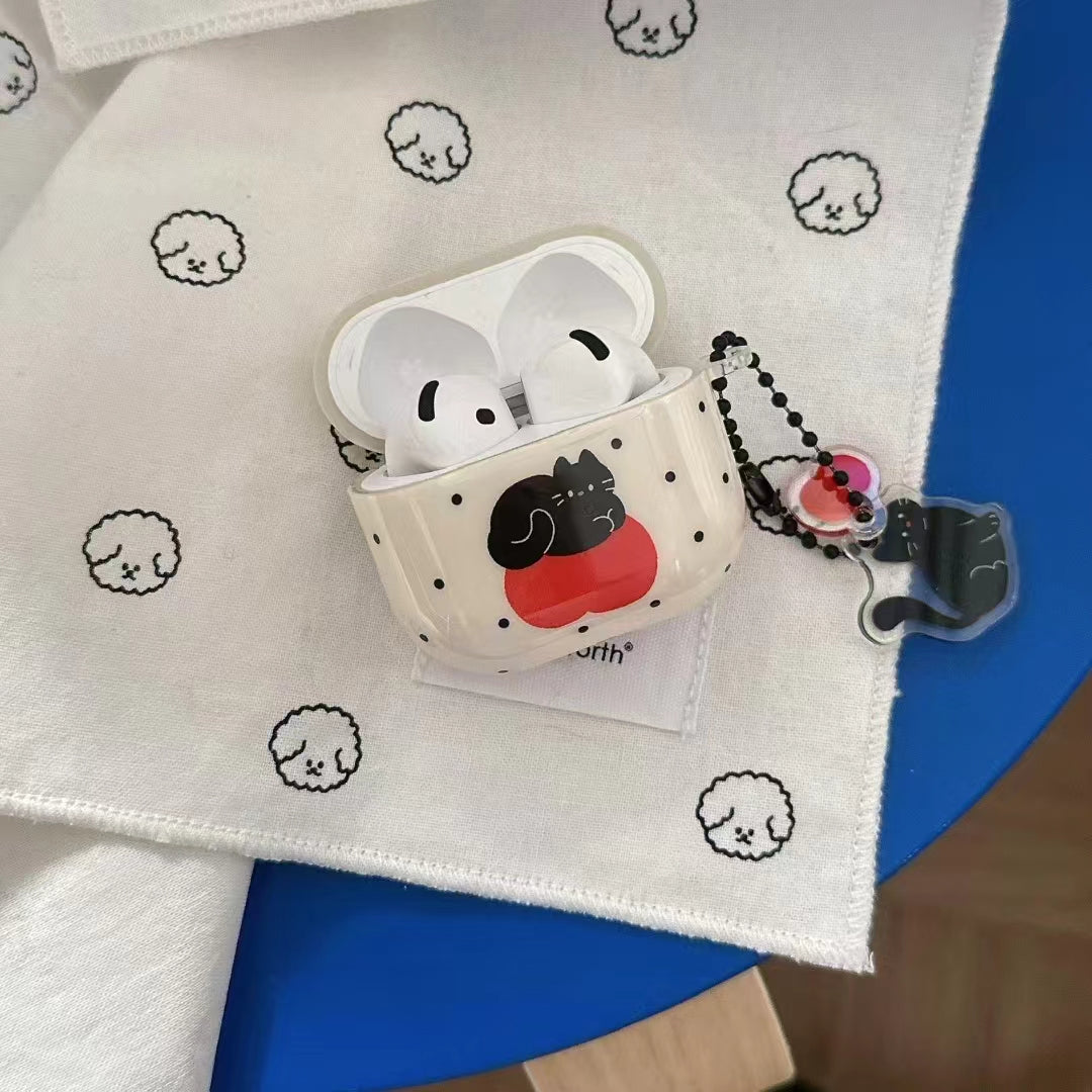 〖A067〗Airpods pro ケース 黒猫イヤホン/ Airpods 4 ケース