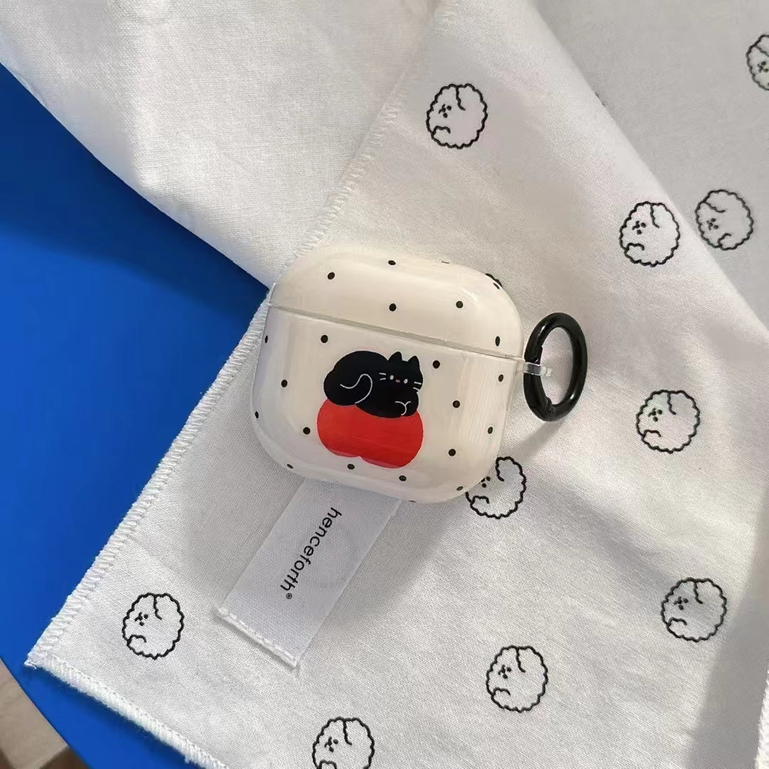 〖A067〗Airpods pro ケース 黒猫イヤホン/ Airpods 4 ケース