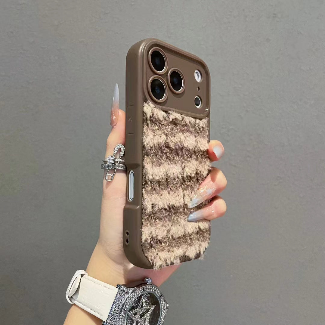 〖i970〗ふわっち チェックの冬iPhone 17 17Pro Max スマホケース