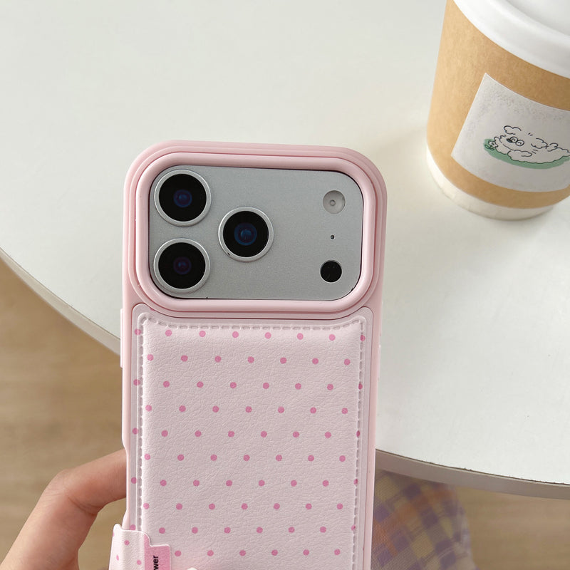 〖i955〗全面ピンクとブルーの水玉のスマホケース