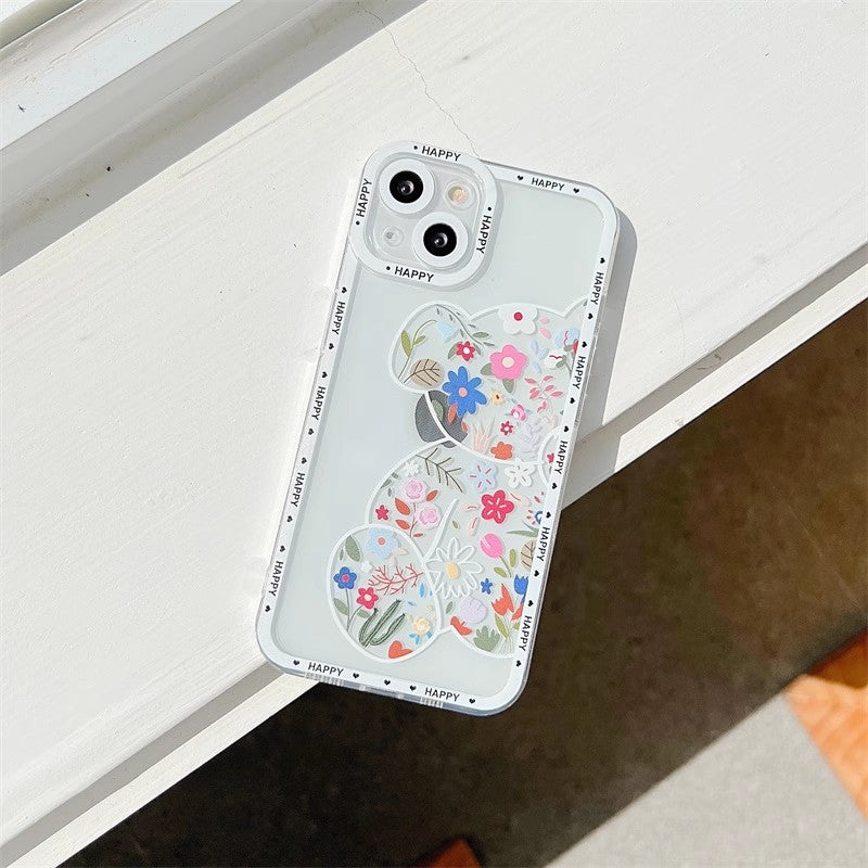 〖i656〗クマの携帯電話ケース,おすすめ iphone ケース,花 柄 スマホケース 韓国