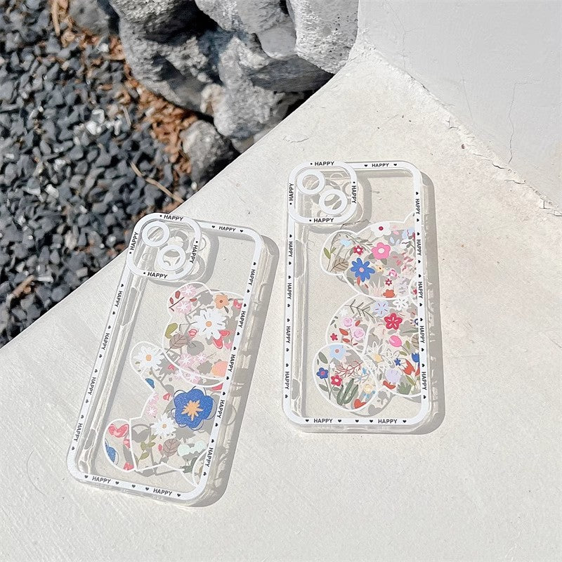 〖i656〗クマの携帯電話ケース,おすすめ iphone ケース,花 柄 スマホケース 韓国