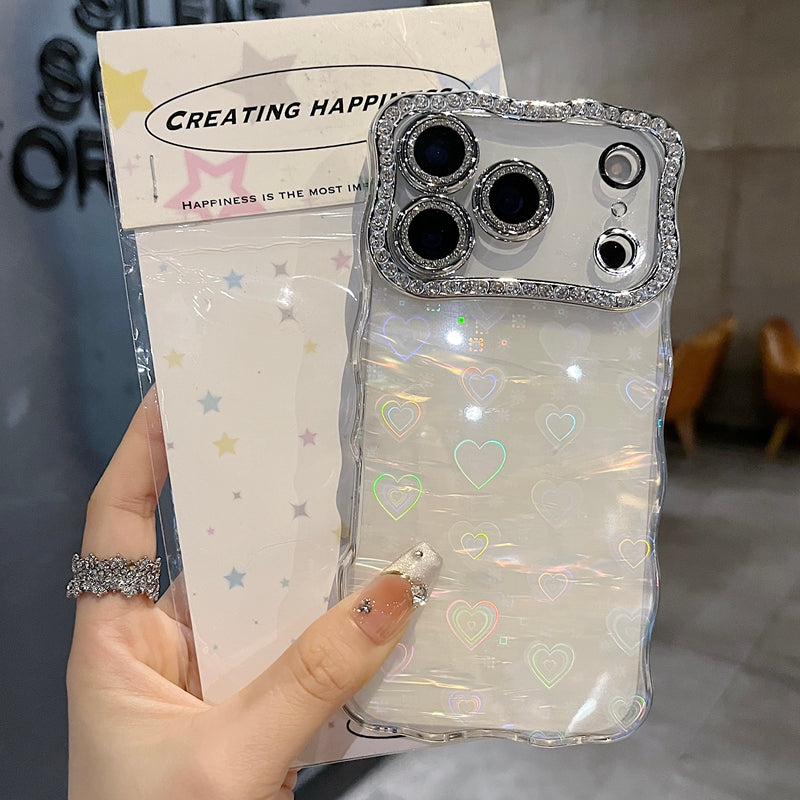 〖i962〗iPhone 17 17Pro キラキラのハートと星のスマホケース