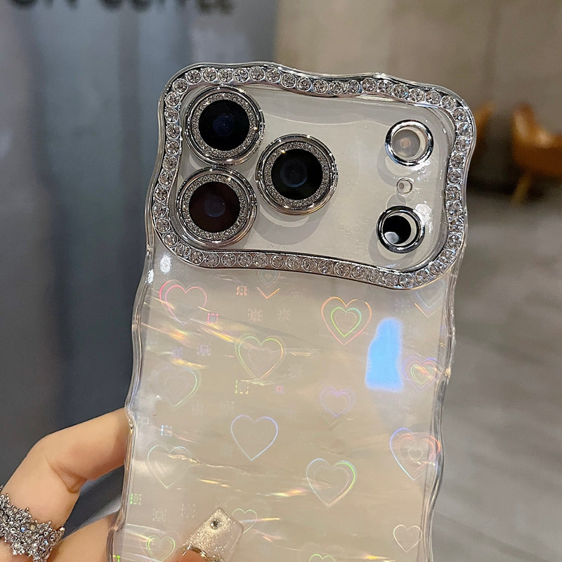 〖i962〗iPhone 17 17Pro キラキラのハートと星のスマホケース