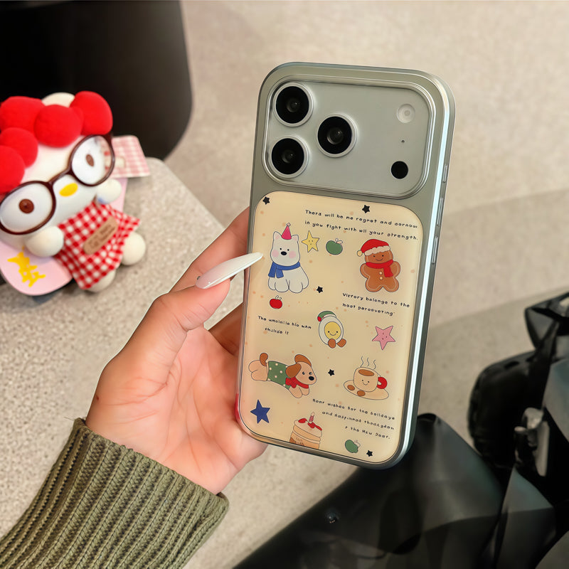 〖i966〗子犬のイラストが可愛い 秋冬のカートゥーンiPhoneケース