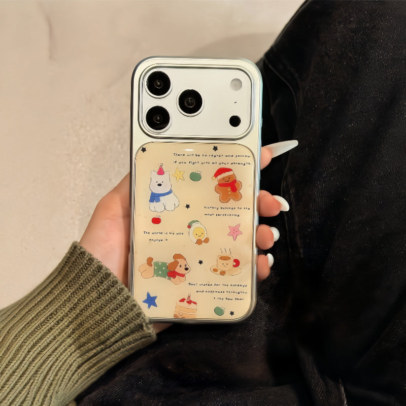 〖i966〗子犬のイラストが可愛い 秋冬のカートゥーンiPhoneケース