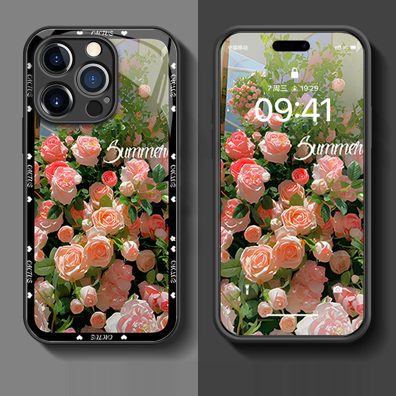 〖i706〗アイフォン 15 プロ カバー,ピンクのバラスマホケース,iPhone 13 14Pro Max ケース