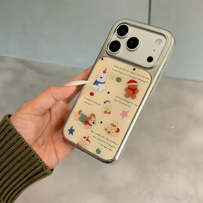 〖i966〗子犬のイラストが可愛い 秋冬のカートゥーンiPhoneケース