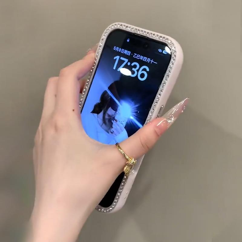 〖i976〗フラワー×ダイヤモンド×ラメ！きらめくボーダーが超豪華な人気爆発スマホケース