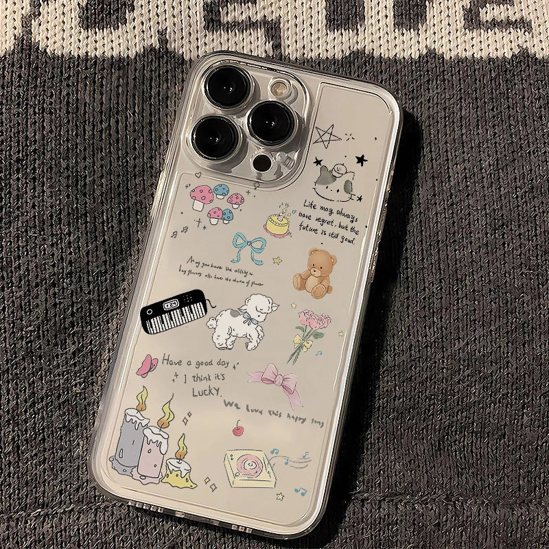 〖i967〗透明 子犬 アルファベット カートゥーン iPhone ケース