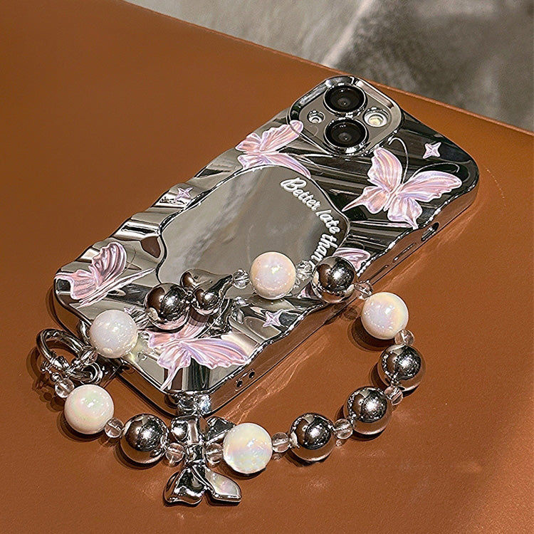〖i691〗iPhone 15ケース,ピンクの蝶スマホケース,iPhone 14 15 Pro ケース