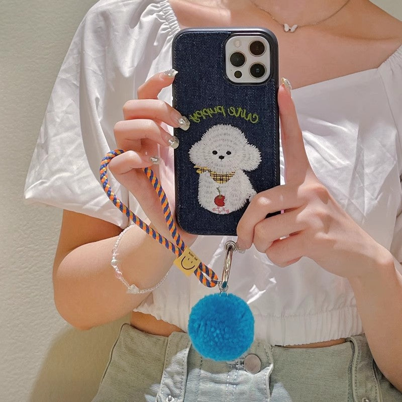 〖i693〗iPhone15スマホケース犬柄,14Proスマホケース韓国刺繍,iPhone13ケース動物