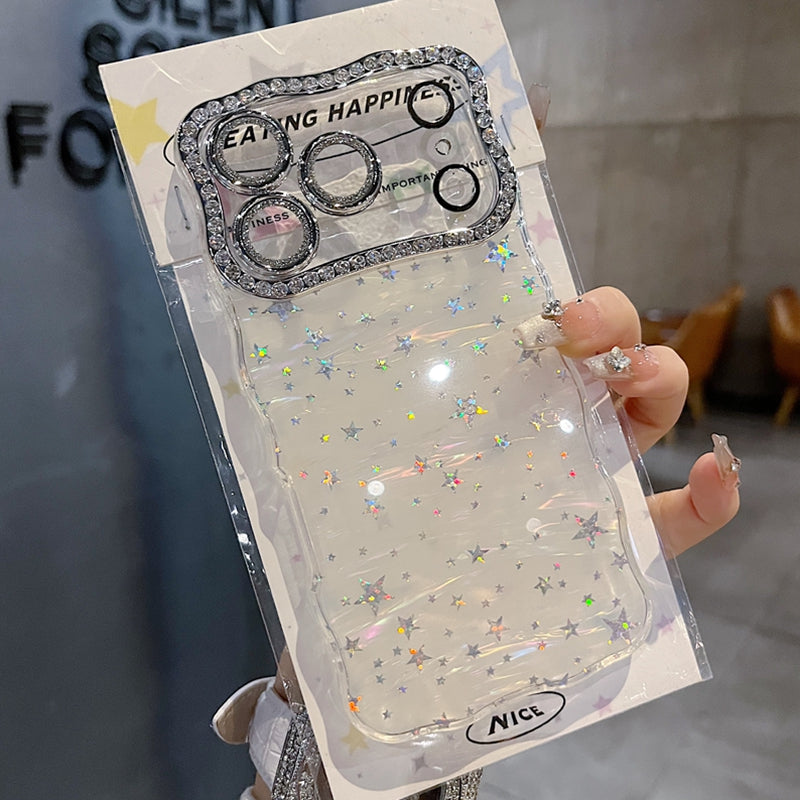 〖i962〗iPhone 17 17Pro キラキラのハートと星のスマホケース