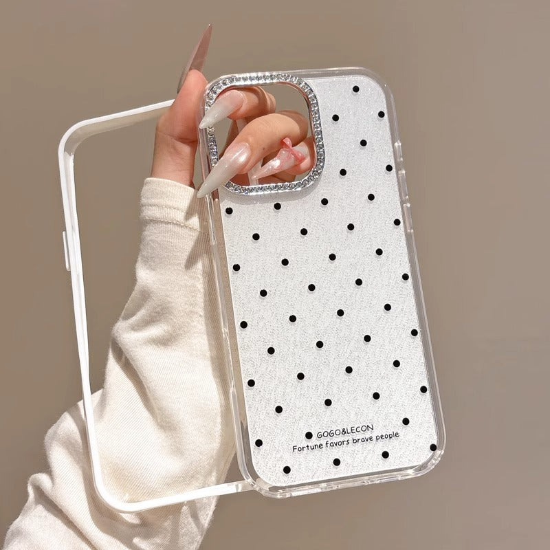 〖i943〗グリッター水玉模様のスマホケース,iPhone 15 16ケース