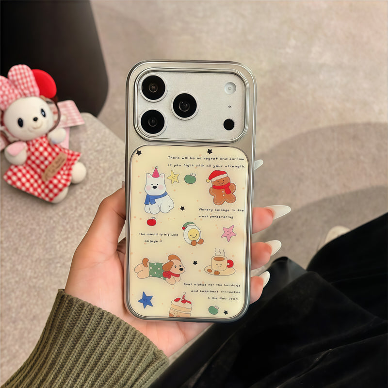 〖i966〗子犬のイラストが可愛い 秋冬のカートゥーンiPhoneケース