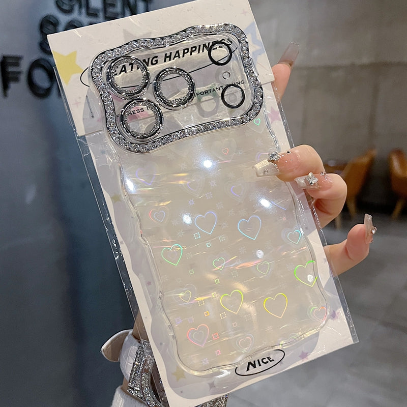 〖i962〗iPhone 17 17Pro キラキラのハートと星のスマホケース