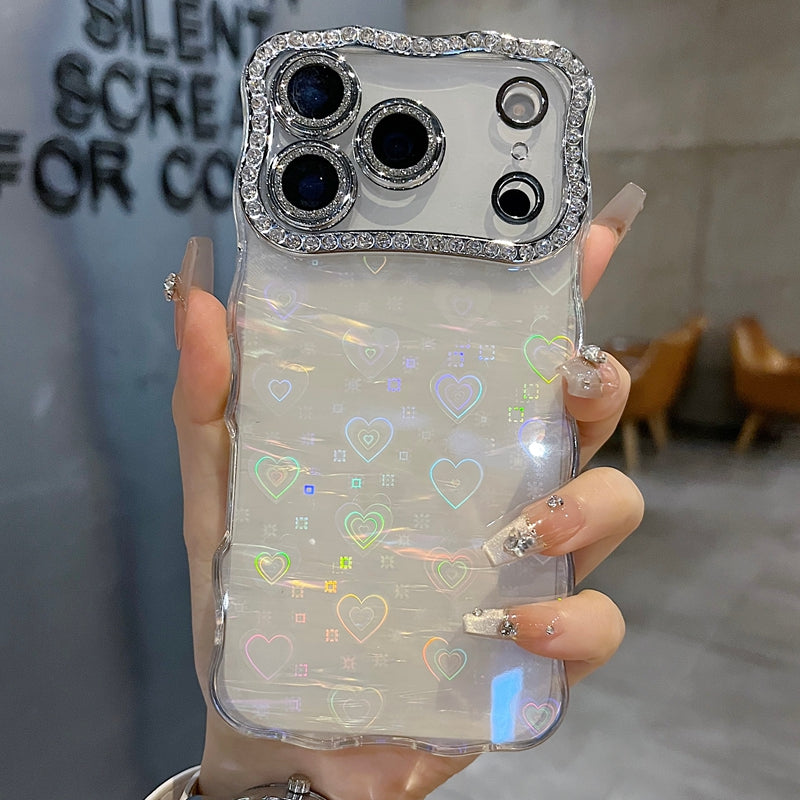 〖i962〗iPhone 17 17Pro キラキラのハートと星のスマホケース