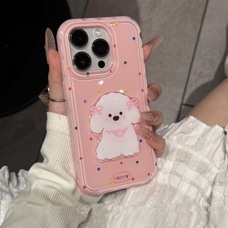 〖i969〗カラフル 水玉 アルファベット 子犬 iPhone 16 17 17ProMax ケース