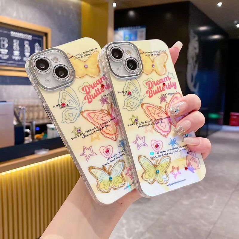 スマホケース iPhone15 シルバー 韓国 かわいい かっこいい ハート - 小物