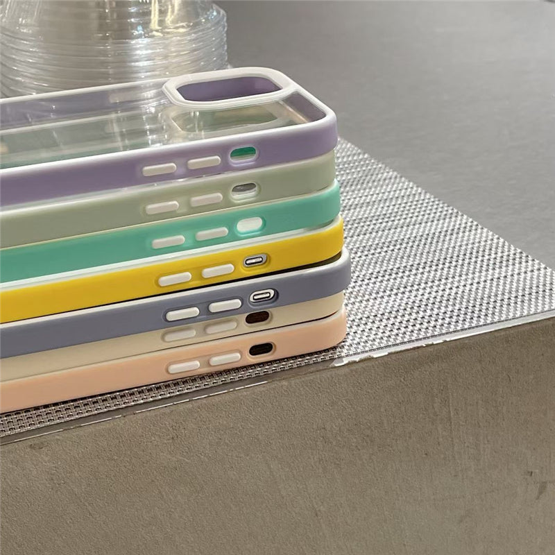 〖i248〗ボーダースマホケース iPhone 13 ケース  透明シェル iPhone 12 Pro ケース シンプルな携帯ケース