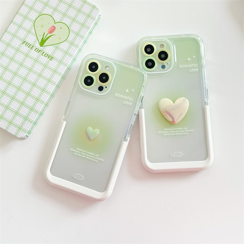 〖i520〗iphone 14 14Pro Max ブランド ケース,iphone カバー ゴールド,緑の愛の電話ケース